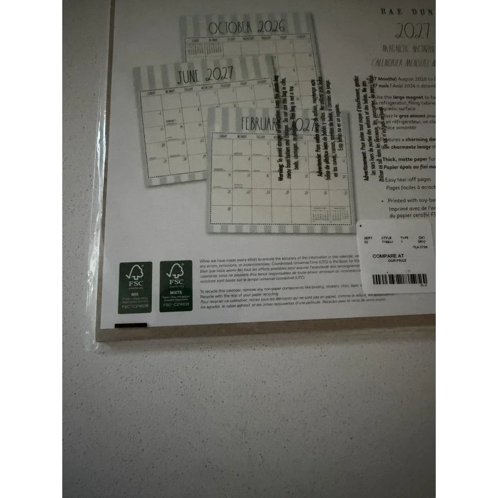 📆 Brand NEW w/Tags Rae Dunn 17 Month Magnetic Monthly Pad Aug 2026-Dec 2027